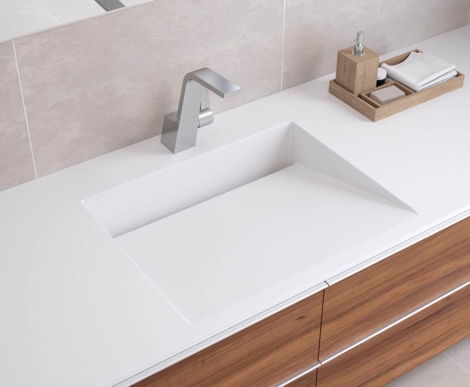 hinten abschrägte Waschbecken mit Ablaufrinne