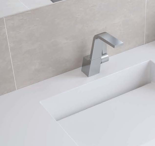 hinten abschrägte asymmetrische Waschbecken mit Ablaufrinne